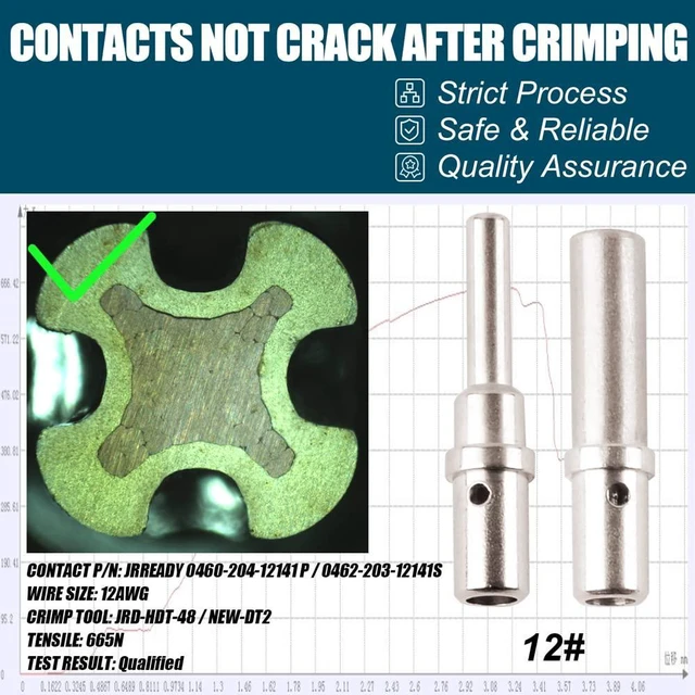 Alt view image 3 of 4 - JRready ST6294 Deutsch Solid Contact Size 12 Male Pin 0460-204-12141 Female Socket 0462-203-12141 for DTP DTHD HD10 HD30 HDP20 DRB Jiffy Splice Series Connectors,12-14AWG,25A,30 Pairs