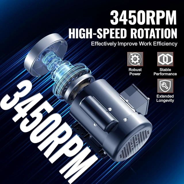 Alt view image 3 of 7 - 1HP Electric Motor 3450 RPM, AC 115V/230V, 56C Frame, Single Phase Air Compressor Motor with 5/8" Keyed Shaft, CW/CCW Rotation for Agricultural and General Equipment