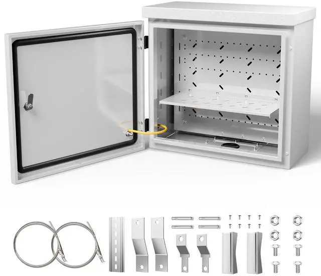 Main image of Steel Electrical Box, 16"x16"x6" Steel Enclosure, IP67 Waterproof & Rust-Resistant, Outdoor/Indoor Electrical Junction Box with Mounting Plate for Wall/Pole Mount