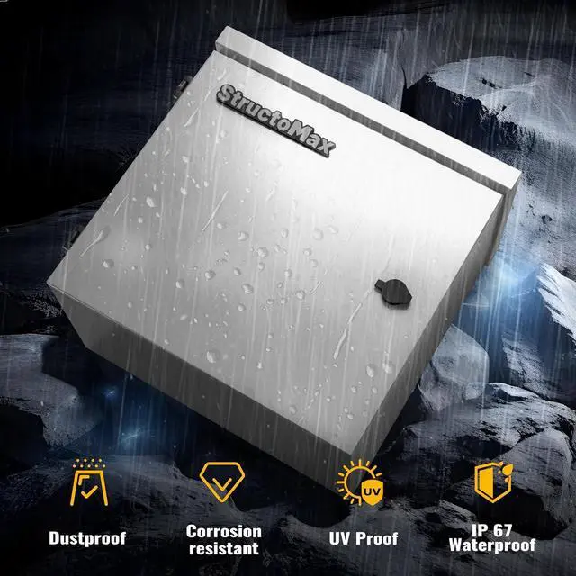 Alt view image 2 of 7 - Steel Electrical Box, 16"x16"x6" Steel Enclosure, IP67 Waterproof & Rust-Resistant, Outdoor/Indoor Electrical Junction Box with Mounting Plate for Wall/Pole Mount