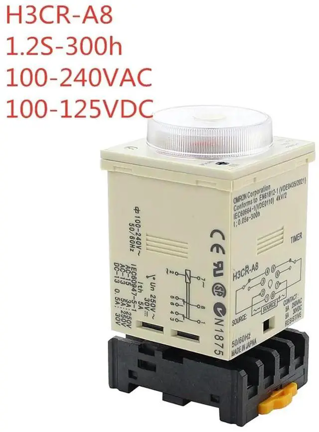Alt view image 2 of 6 - ZUC 24-220VH3CR-A8 8 pin time Relay/Timer 100-240VAC 12V-48V/AC/DC 24-240VAC/DC(Size:100-240VA-100-125VDC)
