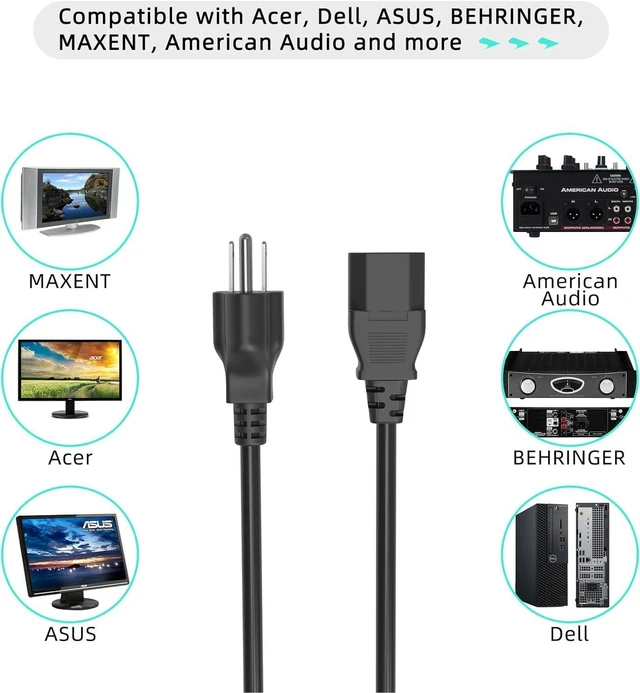Alt view image 3 of 5 - AC Power Cord for Toastess Warming Tray Model TWT-20 TWT-30 TWT-50 TWT20A TWT30A