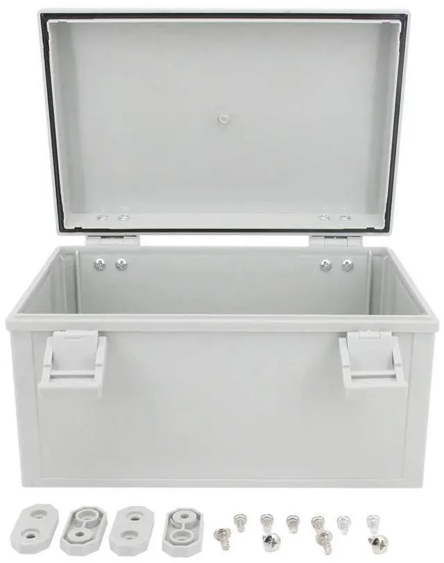 Main image of Fielect Junction Box Plastic Waterproof IP65 Electrical Box Hinged Shell Cover Electrical Project Enclosure Gray 300 x 200 x 160mm / 11.81" x 7.87" x 6.30"