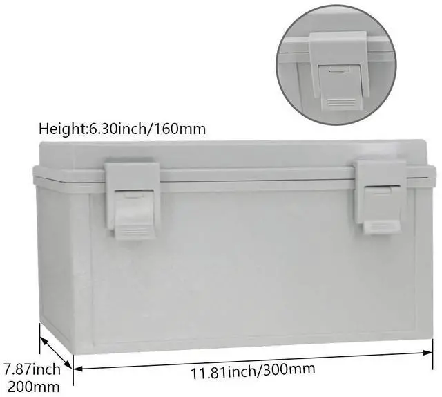 Alt view image 2 of 7 - Fielect Junction Box Plastic Waterproof IP65 Electrical Box Hinged Shell Cover Electrical Project Enclosure Gray 300 x 200 x 160mm / 11.81" x 7.87" x 6.30"