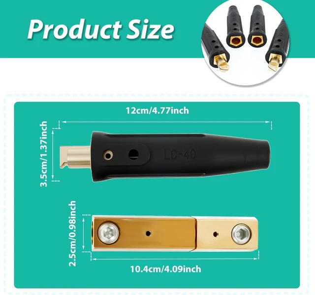 Alt view image 2 of 7 - 4 Pack LC-40 Welding Leads Quick Connector, Welding Cable Connectors, Male & Female Welding Connectors Compatible with 1/0 and 2/0 Cable, 350 Amp Max