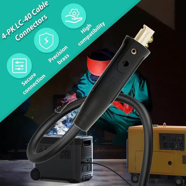 Alt view image 6 of 7 - 4 Set LC-40 Welding Lead Connectors Cam Design Quick Connector Welding Cable Connector Tools and Accessories 350 Amp Max Rating 1/0 and 2/0 50-70mm²Welding Quick Connectors Cable Welding Accessories