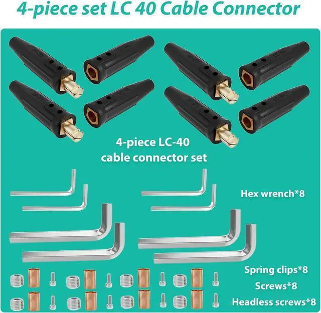 Alt view image 3 of 7 - 4 Set LC-40 Welding Lead Connectors Cam Design Quick Connector Welding Cable Connector Tools and Accessories 350 Amp Max Rating 1/0 and 2/0 50-70mm²Welding Quick Connectors Cable Welding Accessories
