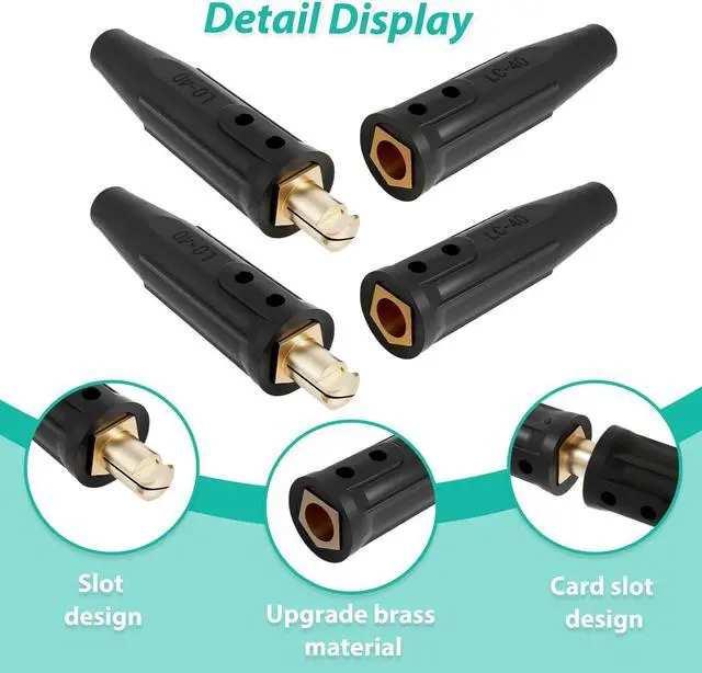 Alt view image 7 of 7 - 4 Set LC-40 Welding Lead Connectors Cam Design Quick Connector Welding Cable Connector Tools and Accessories 350 Amp Max Rating 1/0 and 2/0 50-70mm²Welding Quick Connectors Cable Welding Accessories