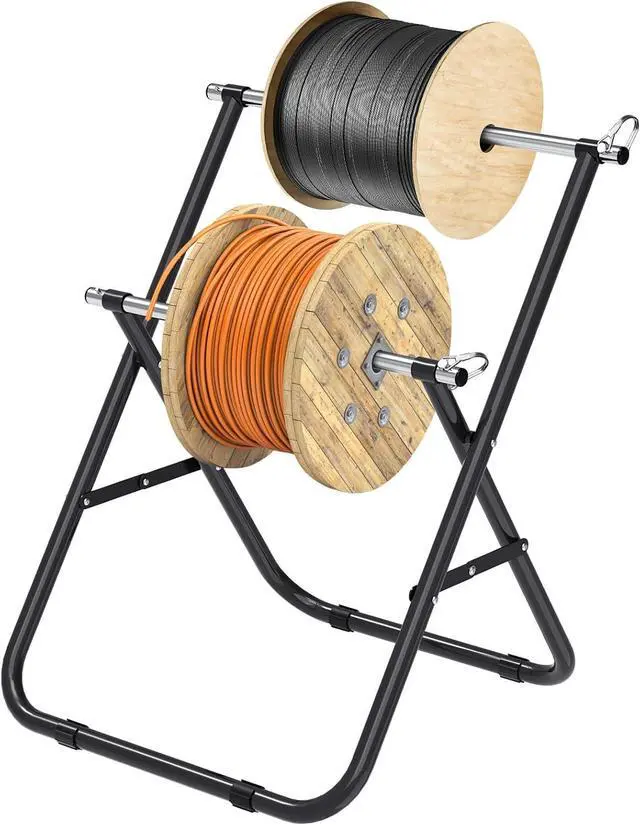 Alt view image 2 of 7 - Insaga Wire Spool Rack High-Durability Wire Dispenser Rack Portable Cable Caddy Wire Reel Holder with 15mm Diameter Rod, Load Capacity up to 45 kg, Double Decker/Single Axle (Black-Double Axle)