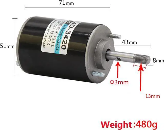 Alt view image 2 of 6 - DC 12V Electric Brushed Motor High Speed CW/CCW Permanent Magnet Motor Replacement Low Noise for DIY Home Project Robot 30W (DC 12V 3500RPM)