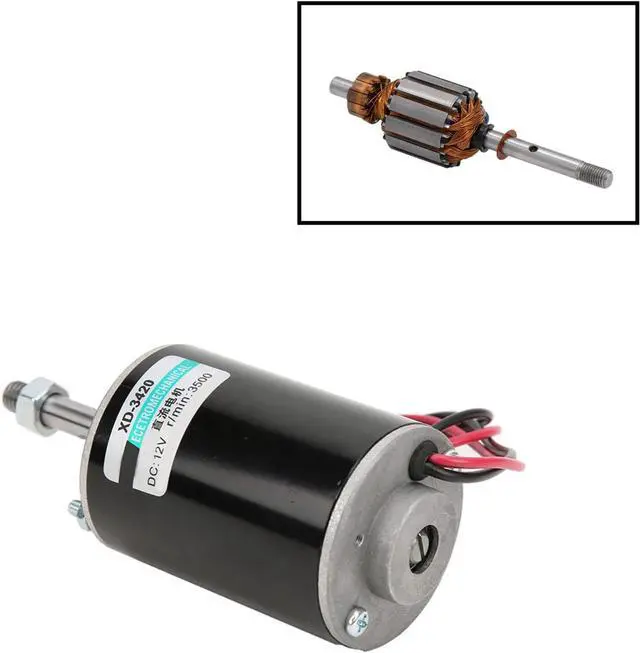 Alt view image 4 of 6 - DC 12V Electric Brushed Motor High Speed CW/CCW Permanent Magnet Motor Replacement Low Noise for DIY Home Project Robot 30W (DC 12V 3500RPM)