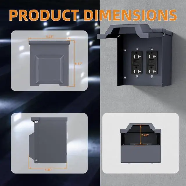 Alt view image 2 of 6 - Joinfworld Outdoor Electrical Outlet Box with Dual 20 Amp WRTR GFCI Receptacles ETL Listed Waterproof GFCI Outlet Box with Cover