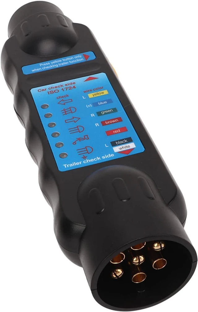 Main image of 7 Pin Trailer Plug Tester, 7 Way Trailer Wiring Tester, 12V Round Trailer Light Tester, with LED Light, 7 Way Trailer Light Circuit Connector Tester for RV Truck, Pickup