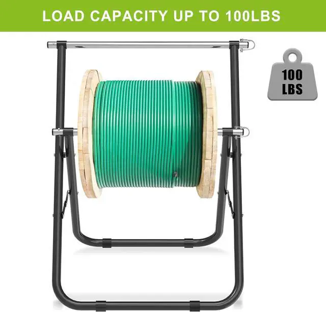 Alt view image 4 of 7 - Insaga Wire Spool Rack High-Durability Wire Dispenser Rack Portable Cable Caddy Wire Reel Holder with 15mm Diameter Rod, Load Capacity up to 45 kg, Double Decker/Single Axle (Black-Double Axle)