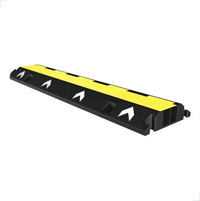 Main image of Berry Cable Protector 2-Channel | Heavy-Duty Pedestrian Cable Ramp | 30000 lbs Load Capacity | Weatherproof PVC Outdoor Cable Cover with Bright Yellow Lid | Prevent Hazards and Cable Damage