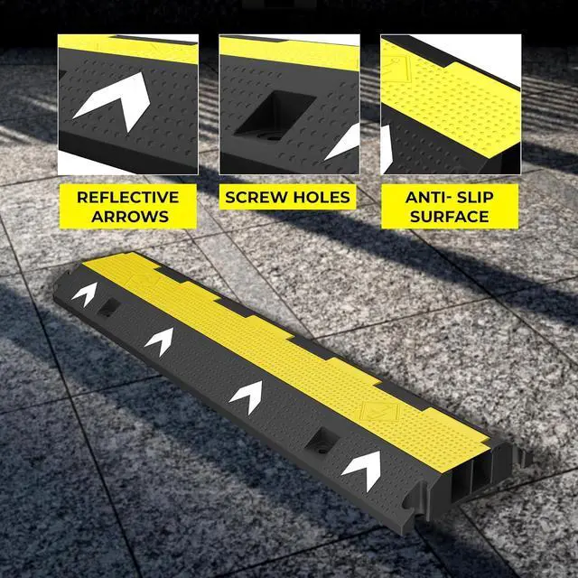 Alt view image 2 of 7 - Berry Cable Protector 2-Channel | Heavy-Duty Pedestrian Cable Ramp | 30000 lbs Load Capacity | Weatherproof PVC Outdoor Cable Cover with Bright Yellow Lid | Prevent Hazards and Cable Damage