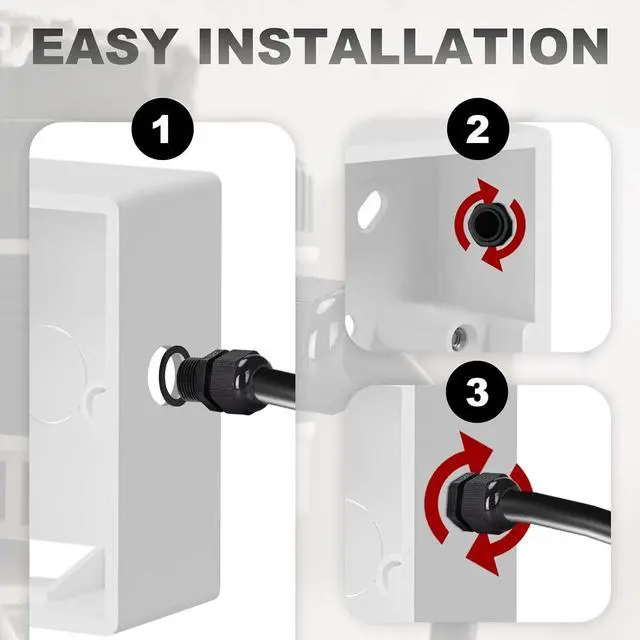 Alt view image 4 of 7 - 50 Pack 3/4" Black NPT Cable Glands IP68 Waterproof Connectors Adjustable for Electrical Box Nylon Cord Grip Strain Relief