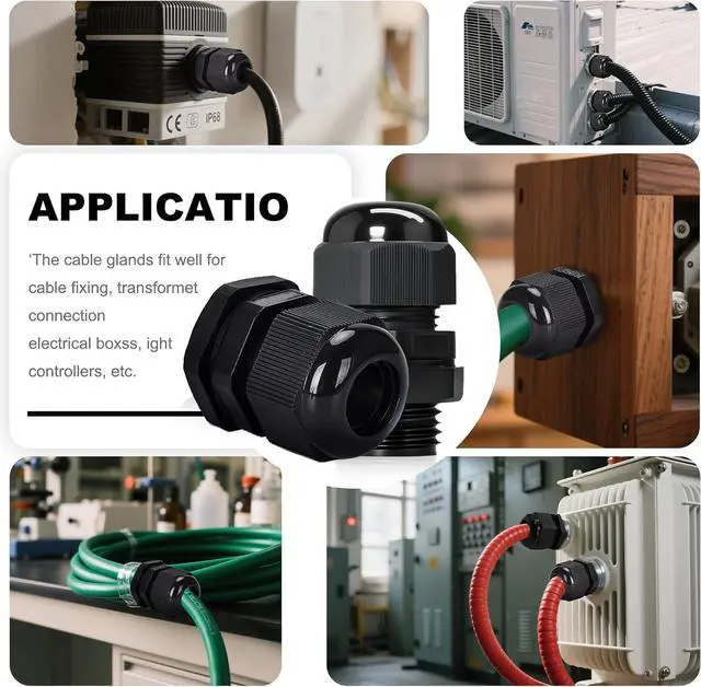 Alt view image 7 of 7 - 50 Pack 3/4" Black NPT Cable Glands IP68 Waterproof Connectors Adjustable for Electrical Box Nylon Cord Grip Strain Relief