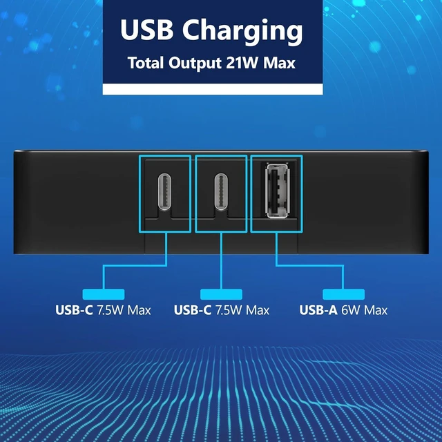 Alt view image 2 of 7 - LIDER Output Extender with 6 Sockets, USB-A and 2 USB-C, Ultra-Thin Flat Plug with Cable Extension, 6-Way Power Strip, Slim Angle Design, Surge Protection, 480