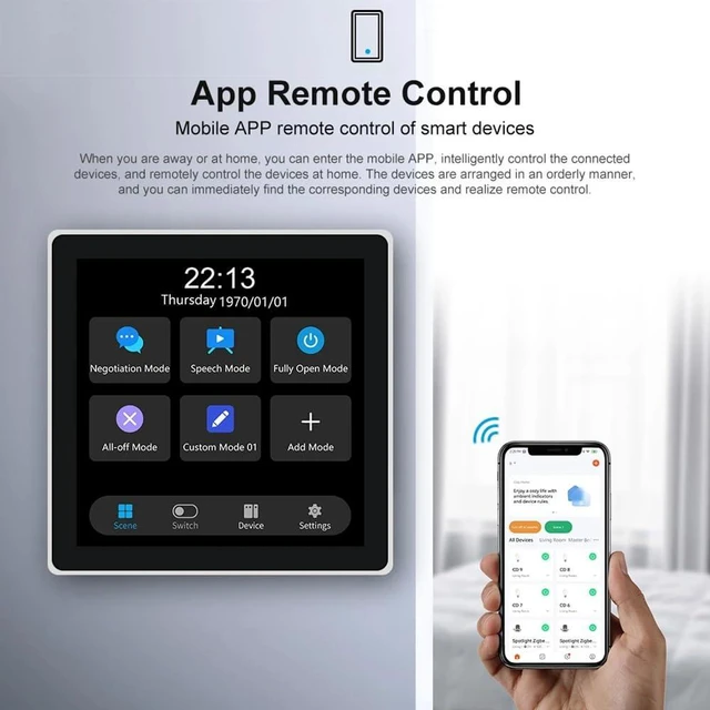 Alt view image 5 of 7 - Tuya T3E Panel Switch Touch Screen Panel EU Smart Control Panel Switch Zigbee Smart Home Wall Push Light Switch,White