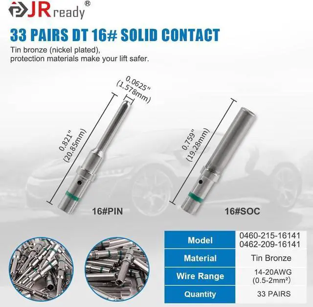 Alt view image 4 of 7 - JRready ST6328-6 Deutsch DT Series Connector 5 Kit 6 Pin Way,14-20 AWG Waterproof Electrical Wire Connector,Connector Removal Tool DRK-RT1B with Deutsch 16 Solid Contacts (5 Kits,6 Pin)