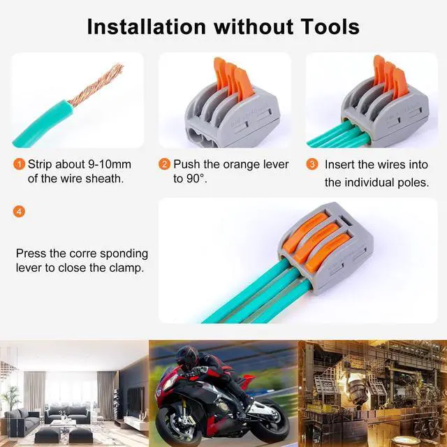 Alt view image 4 of 6 - Zhushan 110 PCS Lever Wire Nuts Connectors Kit - Electrical Connectors, 28-12 AWG, Compact Splicing Wire Connectors, Quick Disconnect, 2/3 Conductors Combination