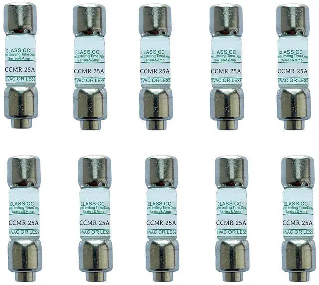 Main image of 10-Pack New CCMR-25 CCMR 25A CCMR025 CCMR-25A 600Vac Time Delay Fuse,CCMR-25A Current Limiting Class CC Rejection Cartridge Fuses