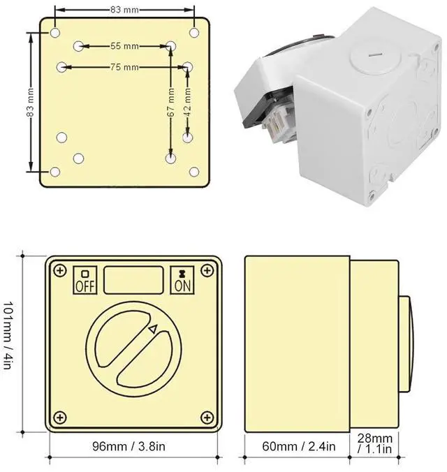 Alt view image 2 of 7 - Outdoor Waterproof Dustproof Power Isolator Switch 500V Rotary Control On Off Switch Socket with Installation Accessories(3P40A)