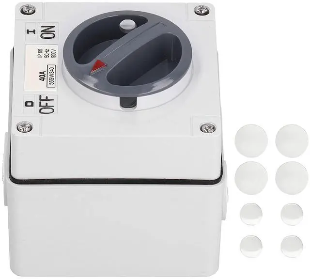 Main image of Outdoor Waterproof Dustproof Power Isolator Switch 500V Rotary Control On Off Switch Socket with Installation Accessories(3P40A)