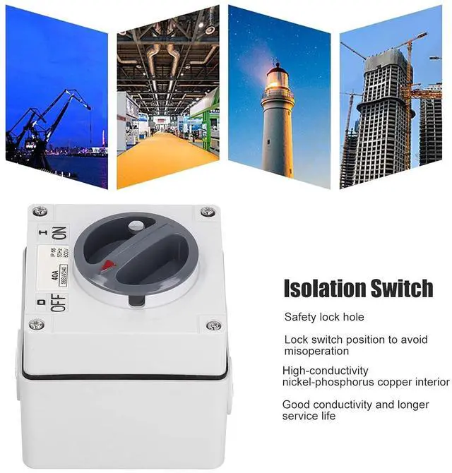 Alt view image 6 of 7 - Outdoor Waterproof Dustproof Power Isolator Switch 500V Rotary Control On Off Switch Socket with Installation Accessories(3P40A)