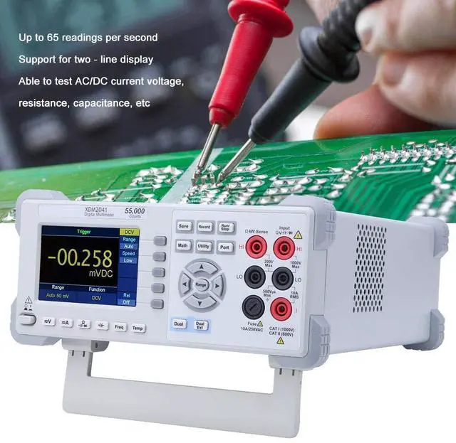 Alt view image 4 of 7 - XDM2041 Digital Multimeter AC DC Current Voltage 3.7in Screen True RMS 55000 Counts Two Line Display Desktop Type(US Plug 100 240V)