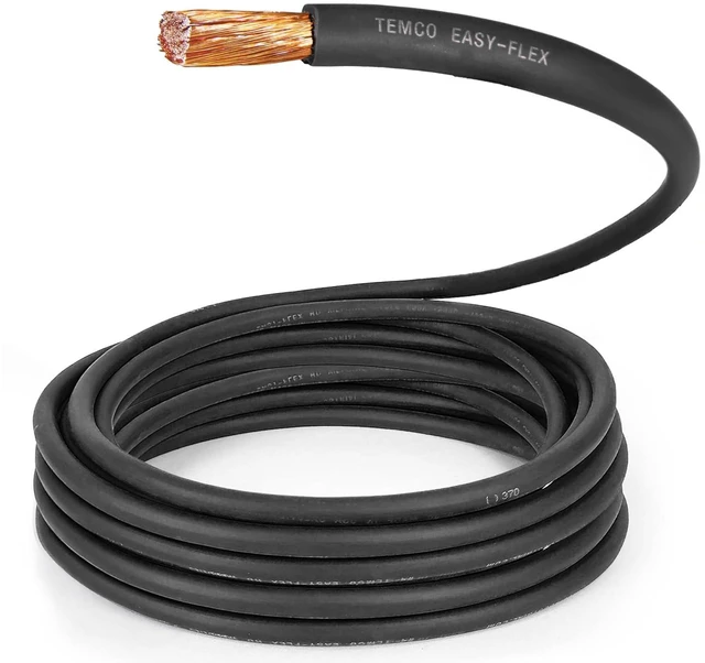 Main image of TEMCo WC0001-5 ft 2/0 Gauge AWG Welding Lead & Car Battery Cable Copper Wire BLACK | MADE IN USA