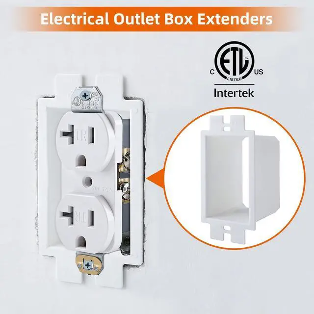 Alt view image 3 of 6 - 1-Gang White Non-Metallic Electrical Outlet Box Extender, Extends Electrical Boxes for Power Switches GFCIs Receptacles, ETL Listed (BE1, 50 Pack)
