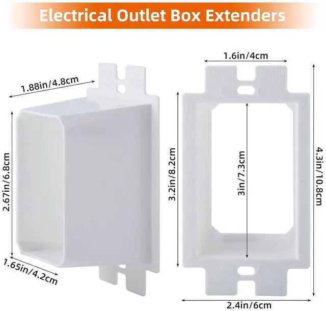 Alt view image 2 of 6 - 1-Gang White Non-Metallic Electrical Outlet Box Extender, Extends Electrical Boxes for Power Switches GFCIs Receptacles, ETL Listed (BE1, 50 Pack)