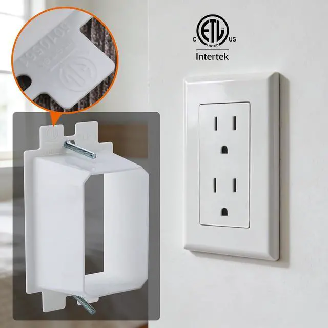 Alt view image 5 of 6 - 1-Gang White Non-Metallic Electrical Outlet Box Extender, Extends Electrical Boxes for Power Switches GFCIs Receptacles, ETL Listed (BE1, 50 Pack)