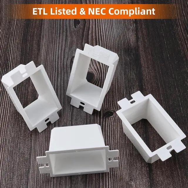Alt view image 6 of 6 - 1-Gang White Non-Metallic Electrical Outlet Box Extender, Extends Electrical Boxes for Power Switches GFCIs Receptacles, ETL Listed (BE1, 50 Pack)
