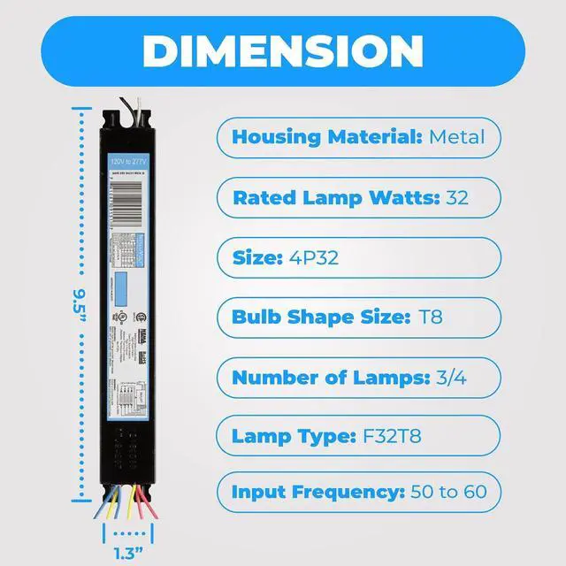 Alt view image 2 of 5 - OHLECTRIC Replacement for ICN4P32-SC 2&3 Lamp - T8 Fluorescent Ballast, Electronic Ballast Replacement 120-277 Volt, Instant Start - Standard and Energy Efficient Ballasts - UL Approved