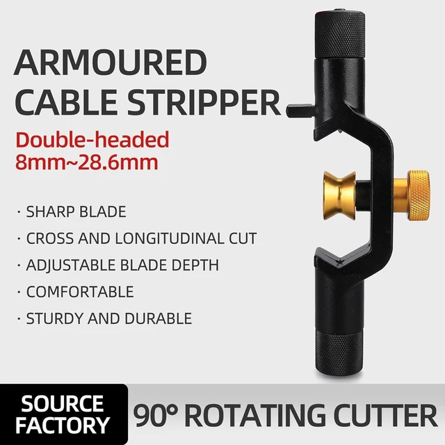 Alt view image 2 of 7 - 4-108-28.6 8-28.6Double head) Transverse armoured cable stripping Fiber optic cable stripper FTTH Armored Fiber Cable KELUSHI (Gold double head 8-28.6)