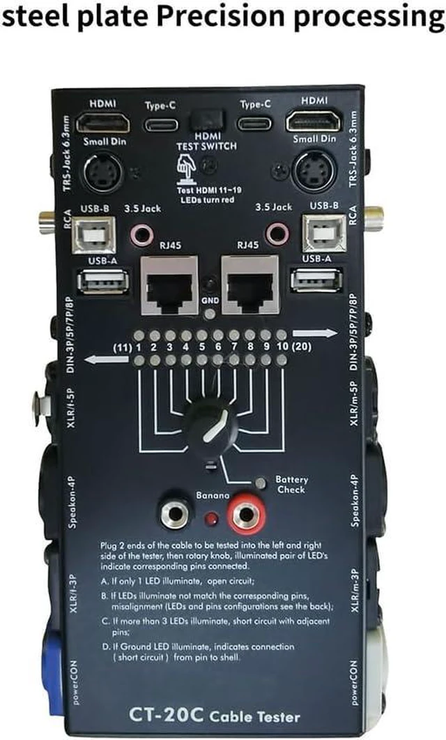 Alt view image 3 of 7 - CT-20C 16-in-1 Multi-Function Audio Cable Tester XLR Signal Line for Special Electronic Cable Testing Tool