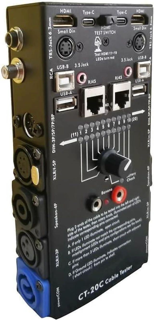 Alt view image 5 of 7 - CT-20C 16-in-1 Multi-Function Audio Cable Tester XLR Signal Line for Special Electronic Cable Testing Tool