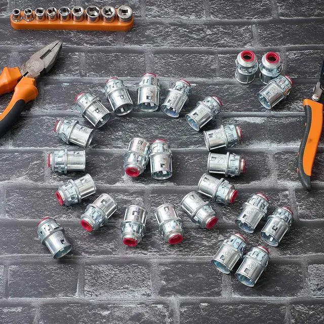 Alt view image 6 of 6 - Relaxweex Metal-Clad Cable Connectors Zinc Electrical Conduit Connector 3/8" Snap in Connectors for Steel and Aluminum Cable(15 Pack)