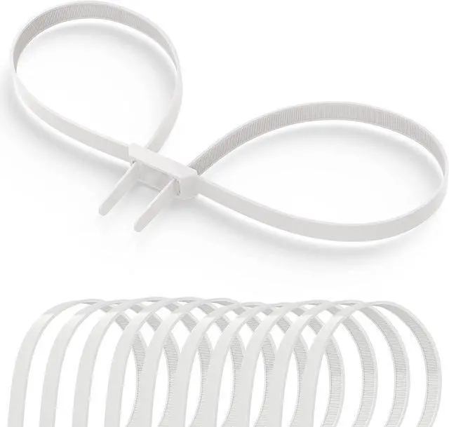 Main image of Zip Tie Handcuffs, HAIOOU New Version 10Pcs Flex cuffs Disposable Self-locking Zip Cuffs, Heavy Duty Police Nylon Handcuffs Cable Wire Tie with 255 lbs Tensile Strength - 35.4" Long, White
