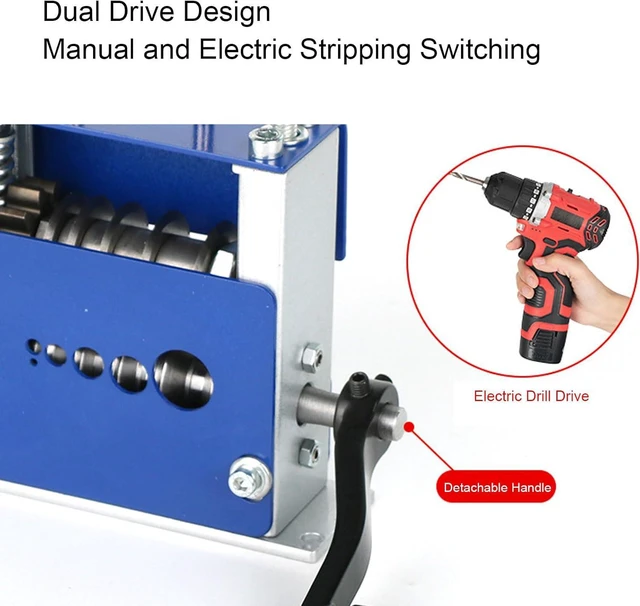 Alt view image 4 of 7 - Zunate Wire Stripping Machine with Hand Crank or Drill Drive, 6-Hole Electrical Wire Stripper for 3.5mm to 17mm Cables, Adjustable Cutting Depth