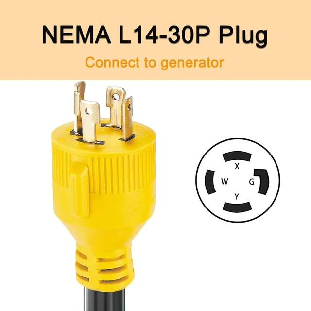 Alt view image 2 of 6 - NEMA L14-30P to 6-50R 10ft NEMA Welder Adapter Plug Extension Cord, 30 Amp Male to 3 Prong 50 Amp Twist Lock Generator, Female Wire, 10