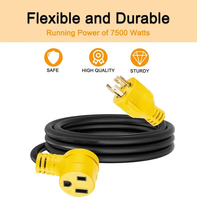 Alt view image 5 of 6 - NEMA L14-30P to 6-50R 10ft NEMA Welder Adapter Plug Extension Cord, 30 Amp Male to 3 Prong 50 Amp Twist Lock Generator, Female Wire, 10