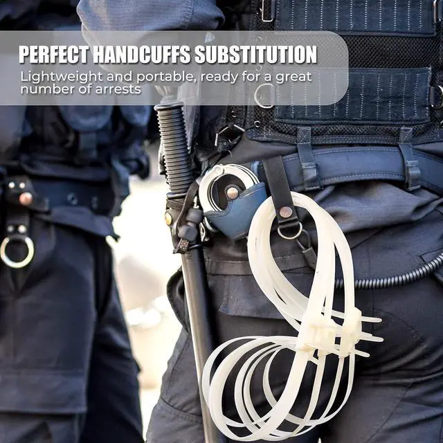 Alt view image 3 of 7 - Zip Tie Handcuffs, HAIOOU New Version 10Pcs Flex cuffs Disposable Self-locking Zip Cuffs, Heavy Duty Police Nylon Handcuffs Cable Wire Tie with 255 lbs Tensile Strength - 35.4" Long, White