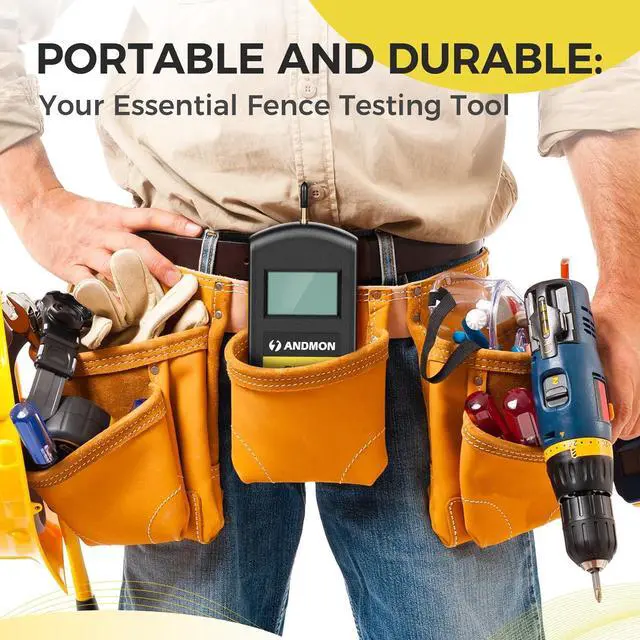 Alt view image 3 of 7 - Andmon Versatile Electric Fence Tester, Battery Testing with Large LCD Display, Digital Electric Fence Voltage Tester, Accurate Testing Range 0 to13000V, Portable Design