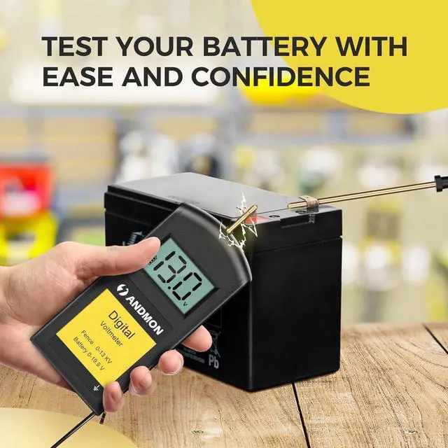 Alt view image 5 of 7 - Andmon Versatile Electric Fence Tester, Battery Testing with Large LCD Display, Digital Electric Fence Voltage Tester, Accurate Testing Range 0 to13000V, Portable Design