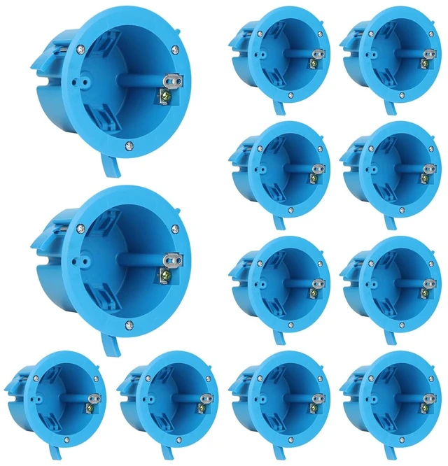 Main image of XIUTE Old Work Electrical Ceiling Box1 Gang PVC Round Electrical Box 4.25" Dia18 Cubic Inch Round Junction BoxETL Approved (Blue, 12-Pack)