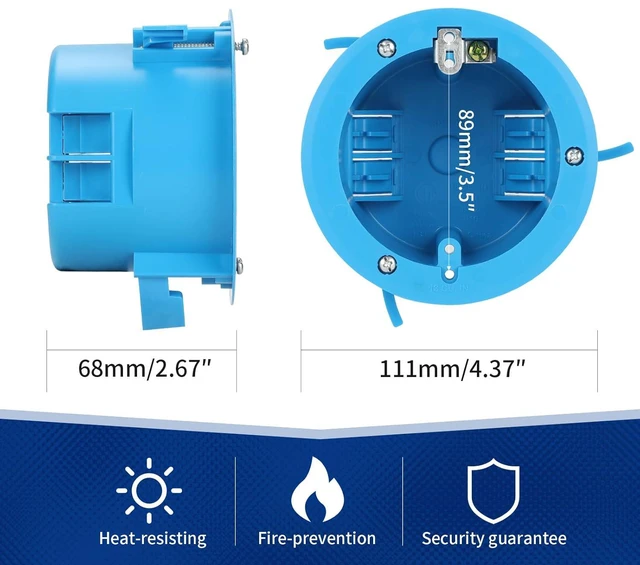 Alt view image 2 of 6 - XIUTE Old Work Electrical Ceiling Box1 Gang PVC Round Electrical Box 4.25" Dia18 Cubic Inch Round Junction BoxETL Approved (Blue, 12-Pack)